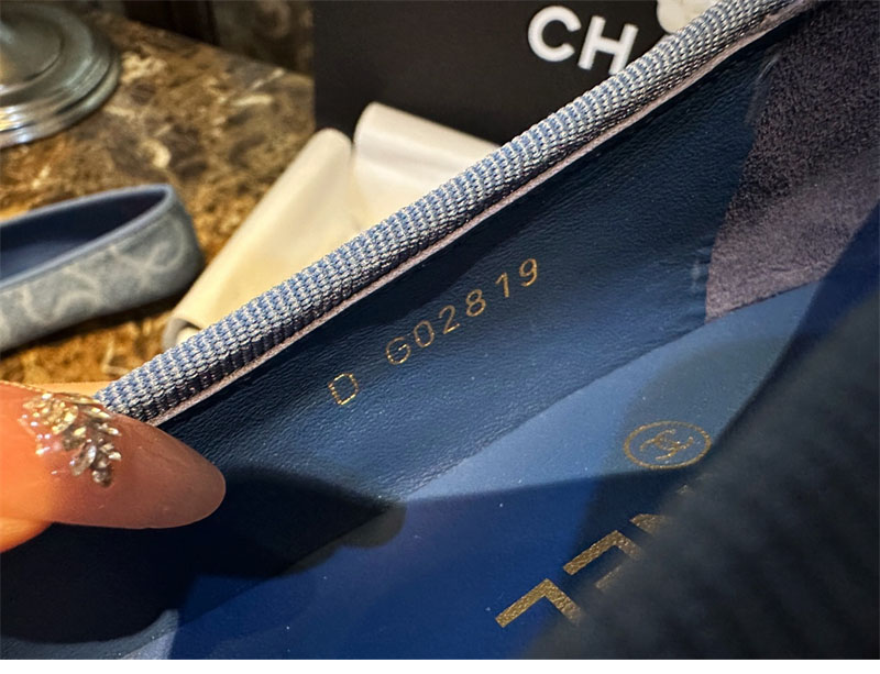 샤넬 (TJ공장) 【터보】 24k CC로고 데님 트위드 발레리나 플랫 슈즈 블루 착용 이미지